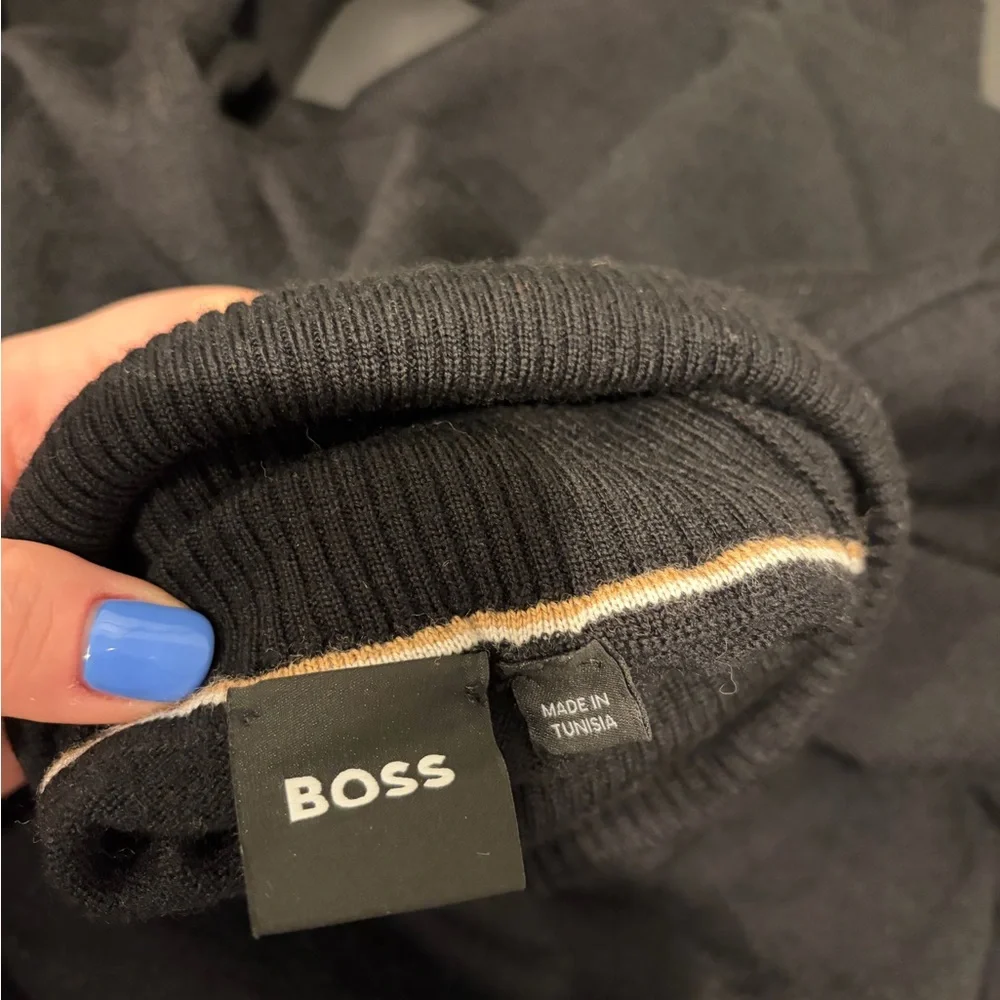 Boss Men's Black Virgin Wool Turtleneck Sweater
